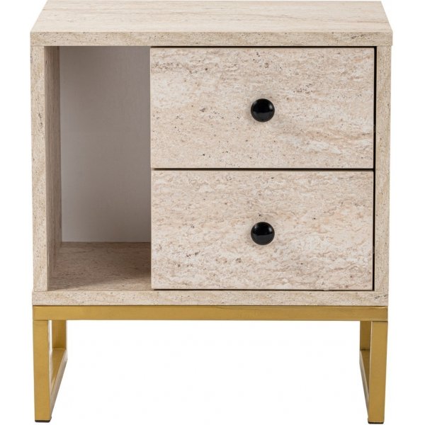 Glimmer sängbord - Travertin/guld Glimmer sängbord - Travertin/guld