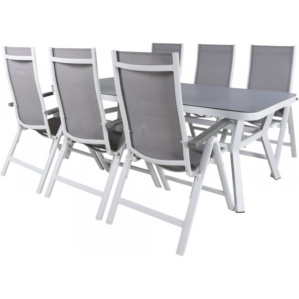 Virya utematgrupp med 6 st Albany stolar - Grå/Vit Virya utematgrupp med 6 st Albany stolar - Grå/Vit