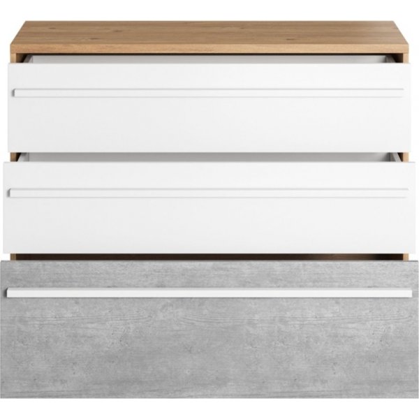 Plano ladekast 110 cm - Nash eiken/wit/grijs Plano ladekast 110 cm - Nash eiken/wit/grijs