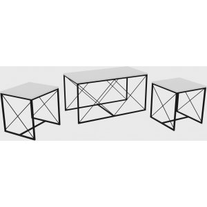 Table basse Ravina 45/100 x 45/50 cm - Blanc/noir