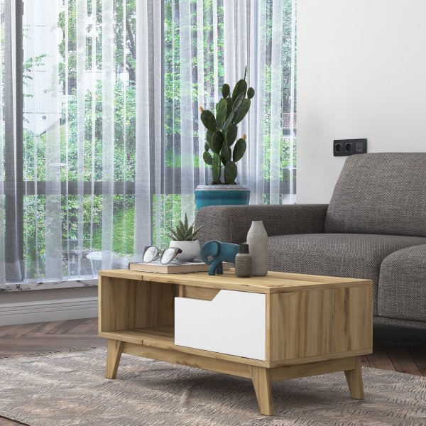 Abby soffbord 90x45 cm - Ek/vit