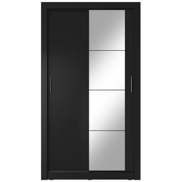 Mervyn garderob med skjutdörrar 120 cm - Svart / Spegel Mervyn garderob med skjutdörrar 120 cm - Svart / Spegel
