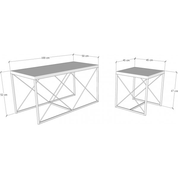 Ravina salontafel 45/100 x 45/50 cm - Geel/zwart Ravina salontafel 45/100 x 45/50 cm - Geel/zwart