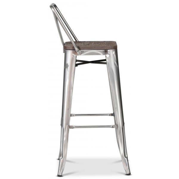 France Barstol i metall - Galvaniserad / Brunt tr�