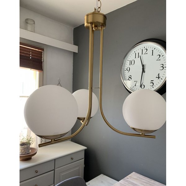 Orfeus plafondlamp - Mat messing/opaalwit