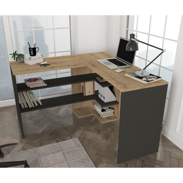 Stylo hrnskrivbord 120/120x45 cm - Safir/antracit