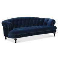Chesterfield Oxford 3-sits svängd soffa - Blå sammet Chesterfield Oxford 3-sits svängd soffa - Blå sammet