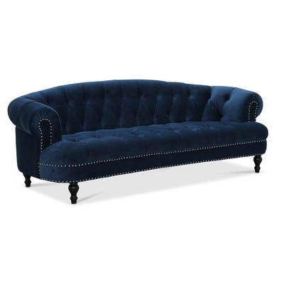 Chesterfield Oxford 3-sits svngd soffa - Bl sammet
