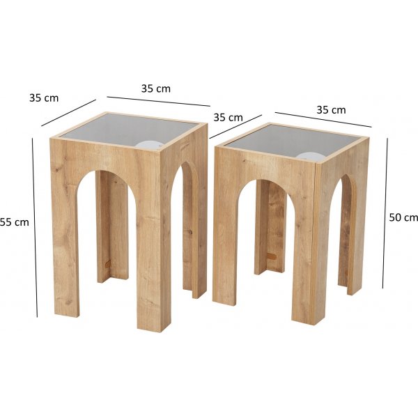 Seine bijzettafelset 35/35 x 35/35 cm - Donkergrijs/eiken Seine bijzettafelset 35/35 x 35/35 cm - Donkergrijs/eiken