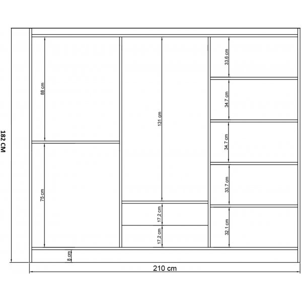 Armoire Inci 210 x 50 x 182 cm - Blanc Armoire Inci 210 x 50 x 182 cm - Blanc