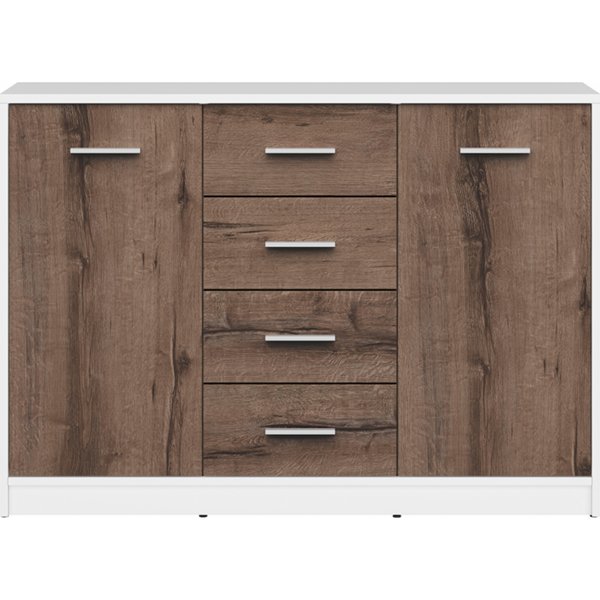 Meuble de rangement Nepo Plus - Blanc/chêne foncé Meuble de rangement Nepo Plus - Blanc/chêne foncé