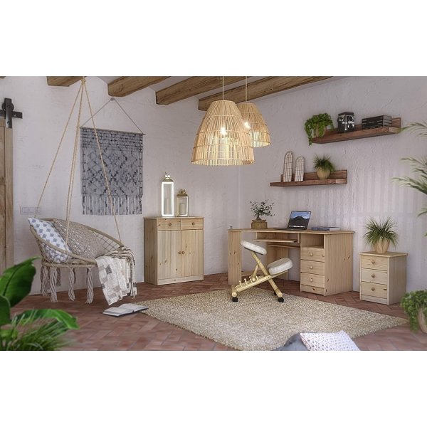 Mario dressoir met 3 laden - Gelakt grenen Mario dressoir met 3 laden - Gelakt grenen