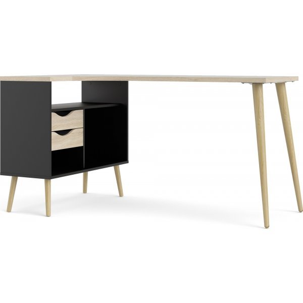 Oslo skrivbord 145 x 81 cm - Svart/ek