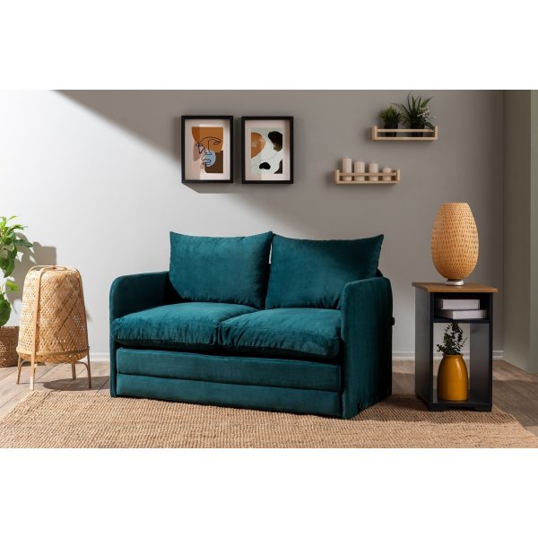 Saga 2-sits bddsoffa - Petroleumgrn