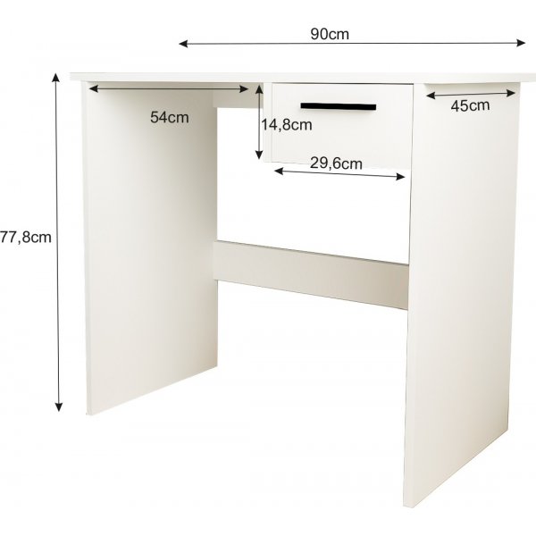 Guney skrivbord 90 x 45 cm - Vit Guney skrivbord 90 x 45 cm - Vit