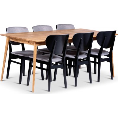 Alborg matbord 180x90 cm med 6 st Borgholm stolar