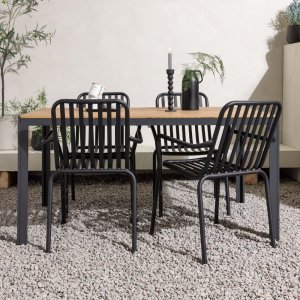 Groupe de repas extrieur Break avec 4 chaises Pkin - Noir/Naturel