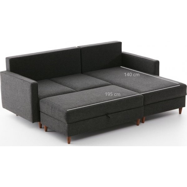 Canapé divan Eca droit - Anthracite Canapé divan Eca droit - Anthracite
