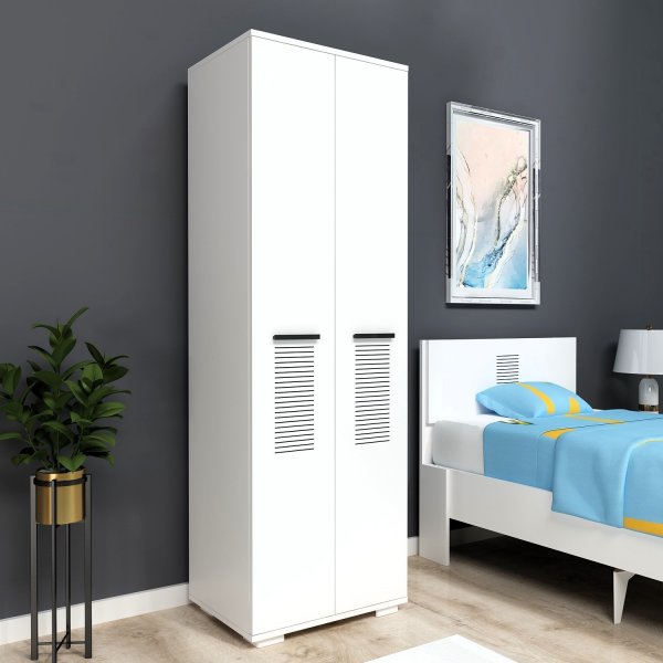 Armoire Asimo 60 x 44,6 x 183 cm - Blanc Armoire Asimo 60 x 44,6 x 183 cm - Blanc