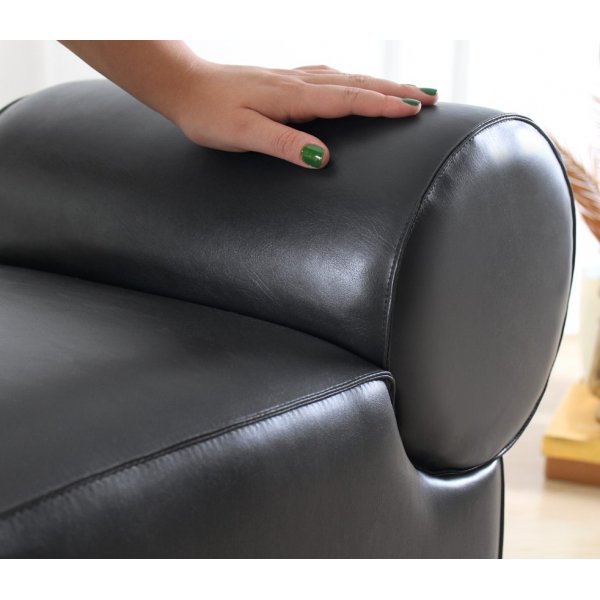 Pouf Rohin - Cuir artificiel noir Pouf Rohin - Cuir artificiel noir