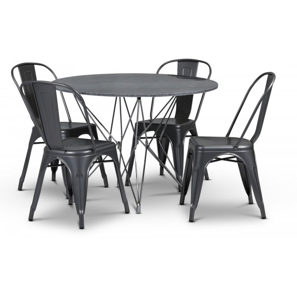Zoo matgrupp 105 cm inkl. 4 st Pltstolar Industry - Krom / Gr marmor