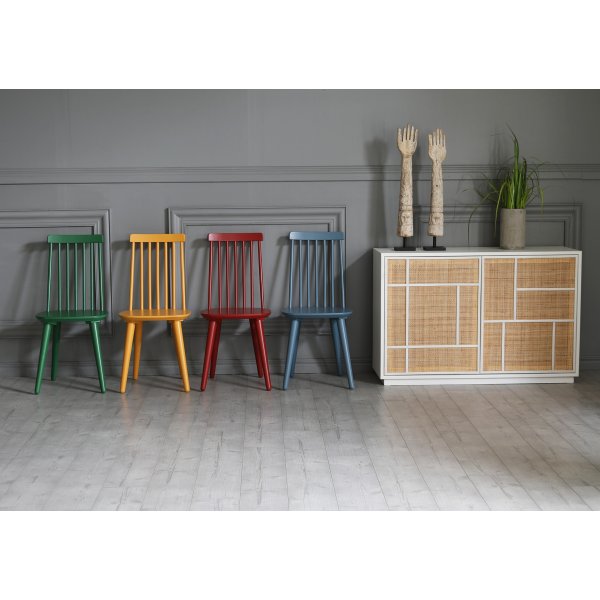 Buffet Stockholm 120 cm de large blanc avec rotin