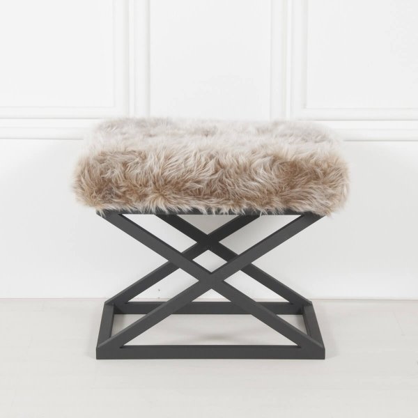 Capraz Plysch sittpuff - Svart/beige Capraz Plysch sittpuff - Svart/beige
