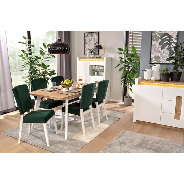 Table à manger Alameda 160-200 x 90 cm - Chêne Westminster/blanc Table à manger Alameda 160-200 x 90 cm - Chêne Westminster/blanc