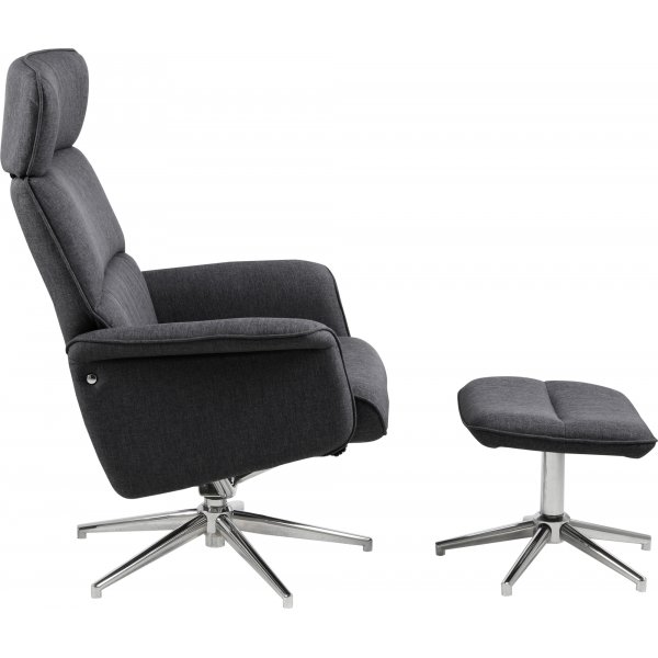 Fauteuil inclinable Alura avec repose-pieds - Gris/chrome Fauteuil inclinable Alura avec repose-pieds - Gris/chrome