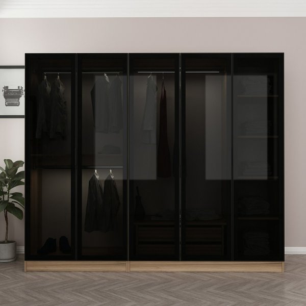Cavolo garderob 225x52x210 cm - Brun/fume Cavolo garderob 225x52x210 cm - Brun/fume