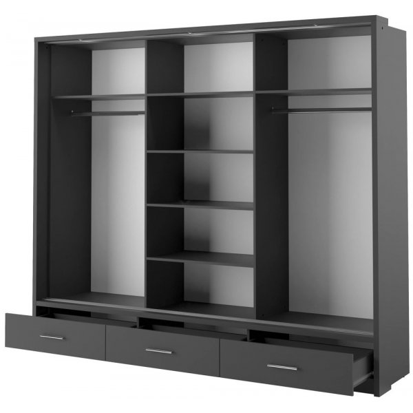 Svart garderob med inredning 250 cm Svart garderob med inredning 250 cm