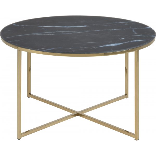 Table basse ronde Alisma pieds dorés Ø80 cm - Verre marbre noir Table basse ronde Alisma pieds dorés Ø80 cm - Verre marbre noir
