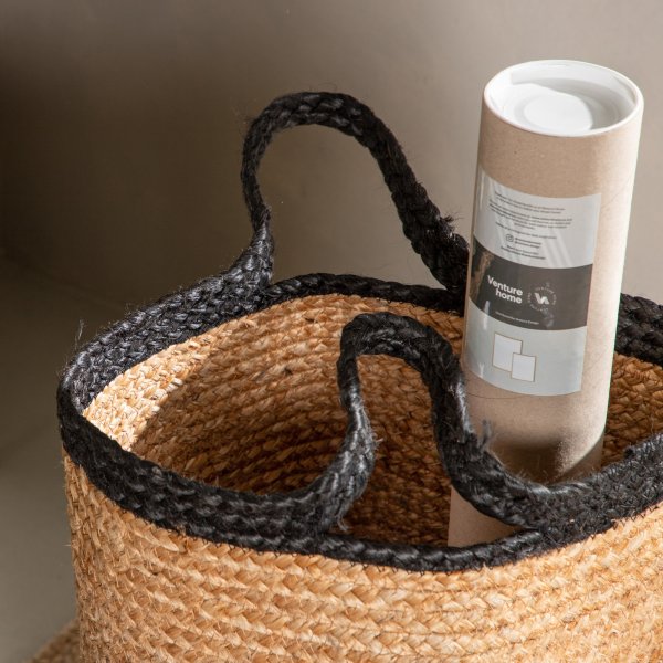 Pune korg Ø35 cm - Svart/jute Pune korg Ø35 cm - Svart/jute