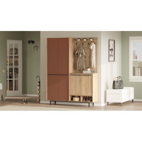 Oasis hallmöbel - Ek/tegelröd Oasis hallmöbel - Ek/tegelröd