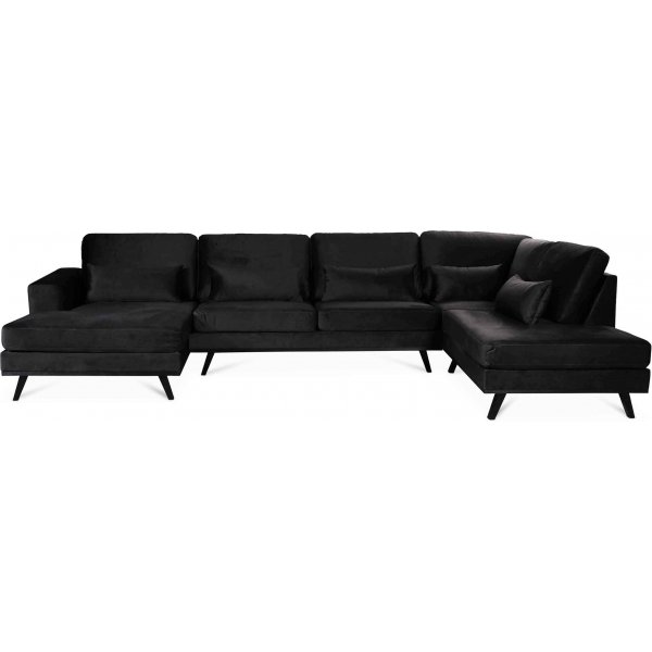 Ranger U-soffa med ppet avslut hger - Antracitgr (sammet)