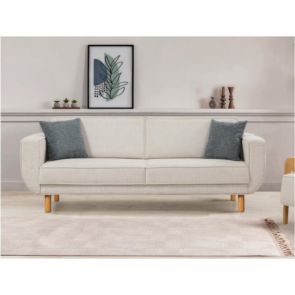 Canapé lit Berjer 3 places - Crème/chêne Canapé lit Berjer 3 places - Crème/chêne