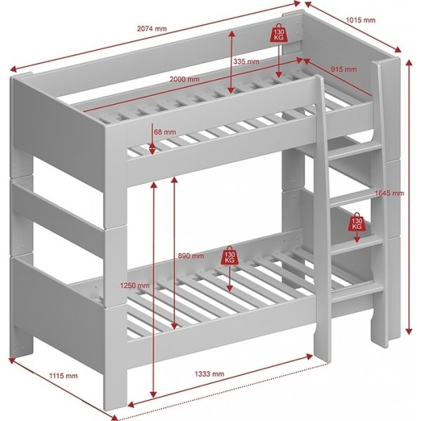 For kids vningssng 90 x 200 cm - Whitewash