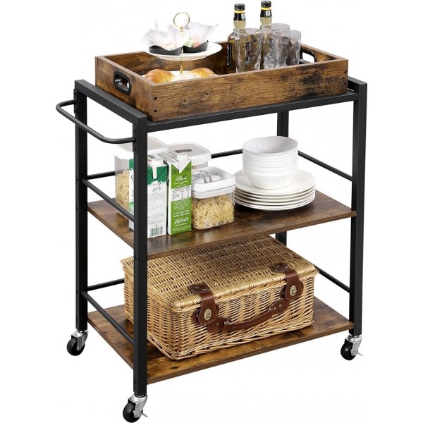 Chariot de service Teresia - Marron/noir Chariot de service Teresia - Marron/noir