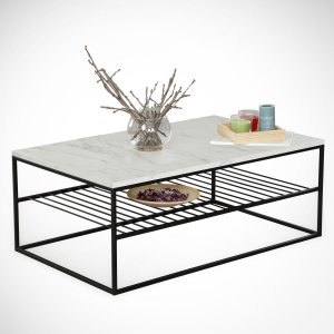 Table basse Etna 95 x 55 cm - Blanc/noir