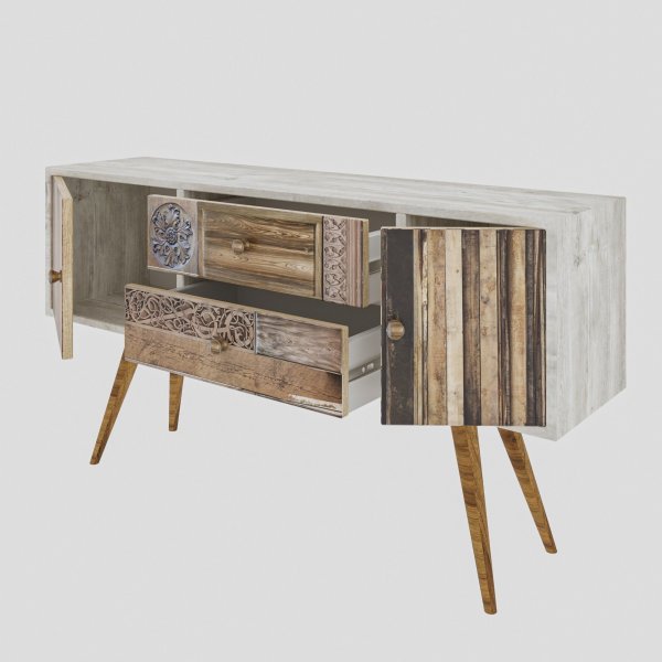 Banc multimédia Odense - Blanc/noyer Banc multimédia Odense - Blanc/noyer