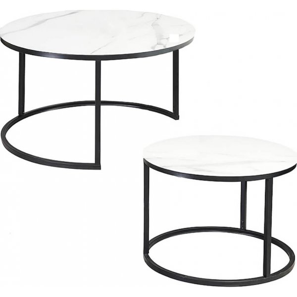 Table basse Harrisburg 80 x 80 cm - Blanc/noir