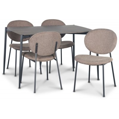 Lokrume matgrupp 120 cm bord i mörkt trä + 4 st Tofta bruna stolar