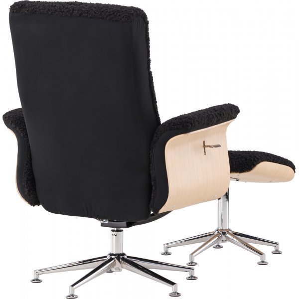 Hagn reclinerftlj med fotpall - Svart/oljad ek + Textilrengring fr mbler