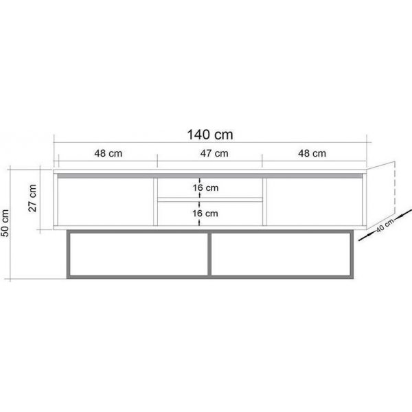 Rodez TV-bänk 140 cm - Valnöt/svart Rodez TV-bänk 140 cm - Valnöt/svart