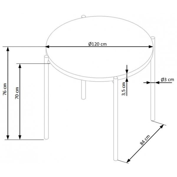 Tanzi matbord 120 cm - Ek/svart