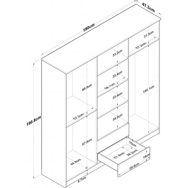 Armoire Baden 15 - Noyer/blanc Armoire Baden 15 - Noyer/blanc