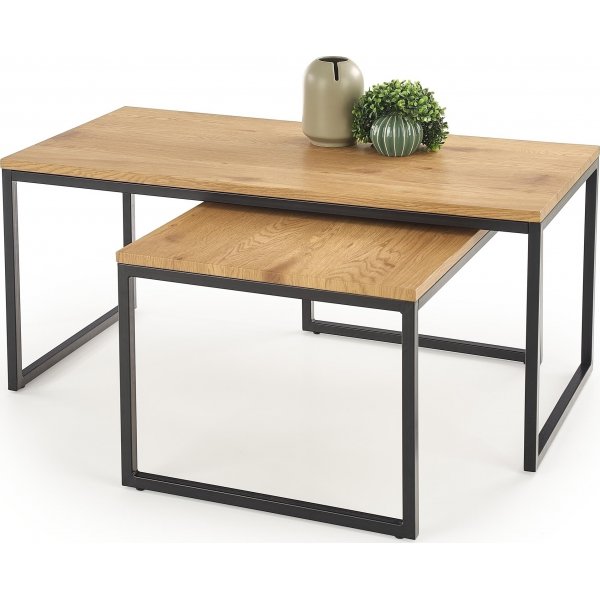 Table Lisha 80 x 50 cm - Chêne/noir Table Lisha 80 x 50 cm - Chêne/noir