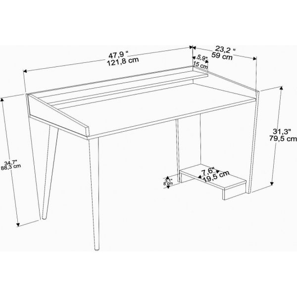 Bureau Vanessa 121,8 x 59 cm - Blanc