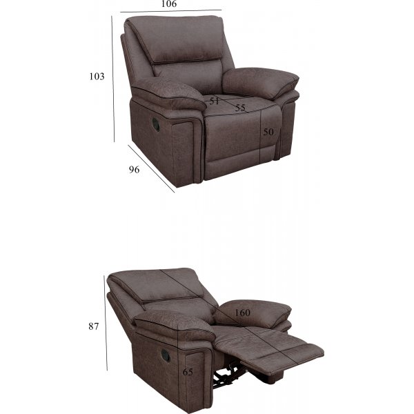 Reclinerfåtölj brun (Mikrofiber) - Riverdale Reclinerfåtölj brun (Mikrofiber) - Riverdale
