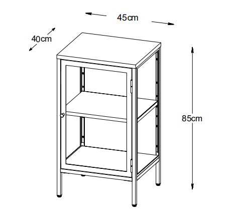 Toddy zwart nachtkastje 85 cm hoog RH